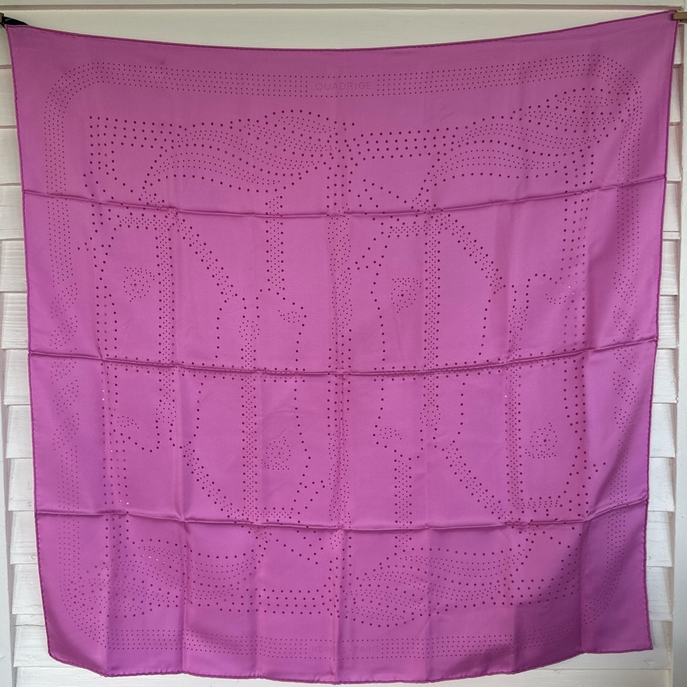 Authentic rare Hermes Silk scarf shawl Quadrige perforated laser cut version